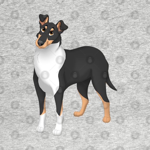 White, Black & Tan Smooth Collie Dog by millersye